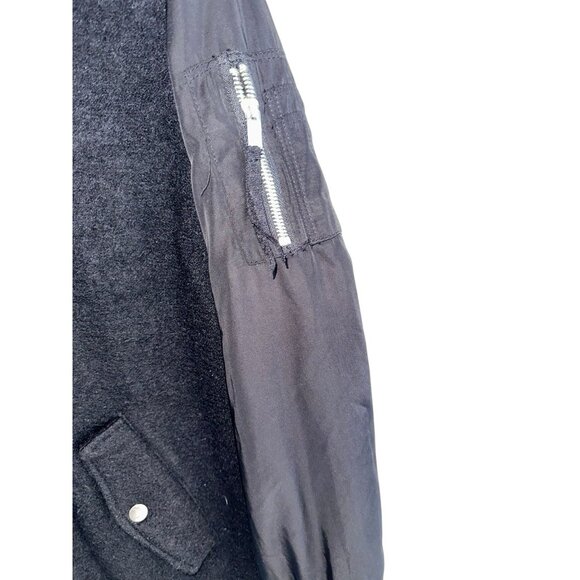 H & M Women’s Wool Blend Zip Coat Jacket Sz 8 Black Satin Sleeves Classic - Picture 2 of 7